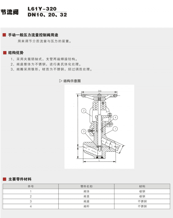 Manual general pressure flow control valve&nbsp;Parameter